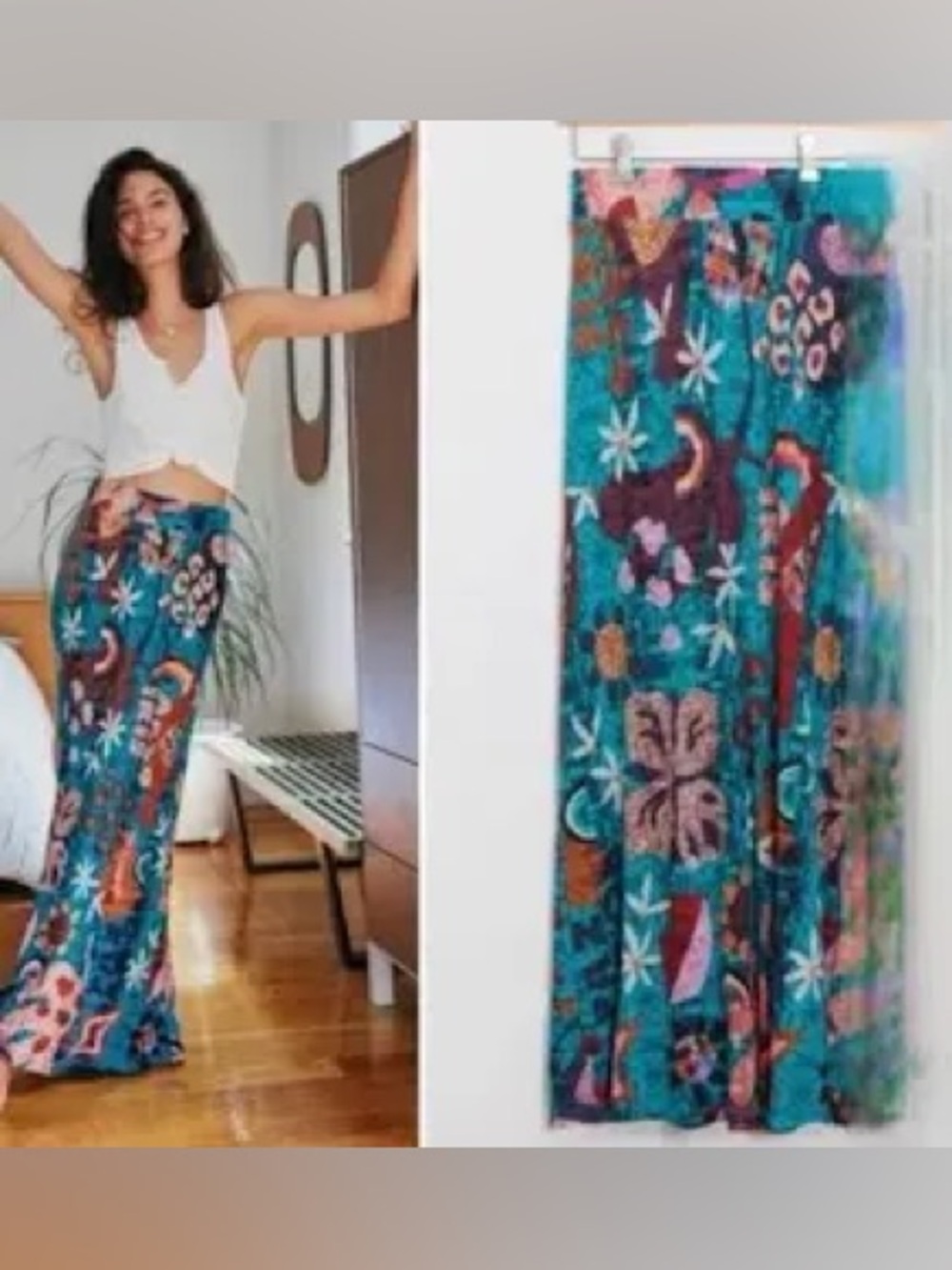 FARM Rio for Anthropologie Gabriela Knit Textured Maxi Skirt Teal Pink XXS